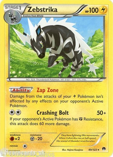 Zebstrika 49/122 BREAKpoint Rare Mint Pokemon Card