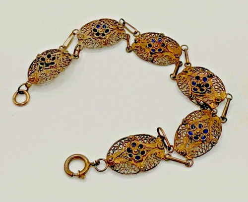 Antique Filigree Bracelet w/ Blue Stones c.1920s | Norman Jewelers Chicago Box