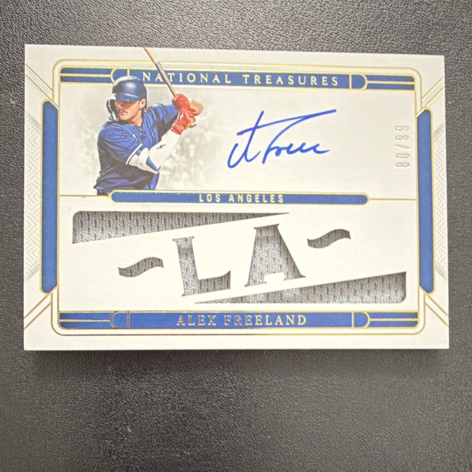 Panini National Treasures Silhouette Alex Freeland Dodgers Auto Patch SL-AFL /99 view 2