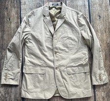 VINTAGE POLO RALPH LAUREN COTTON BLAZER KHAKI BEIGE MENS LARGE EXCELLENT