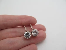 Silpada 925 Sterling Silver Sparkling Clear 9.25mm Stone Fancy Set Earrings