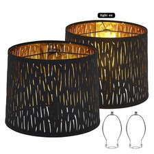 Set of 2 Drum Lamp Shade 11.6" Top x 12.6" Bottom x 9.12" High Spider Black...