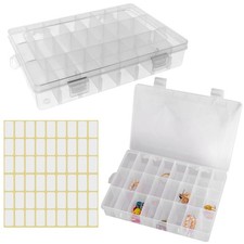 2 Pack 24 Grids Clear Plastic Organizer Box, Storage Container with Adjustabl...
