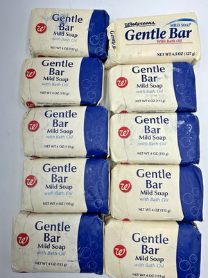 10 Vintage Walgreens Gentle Bar Mild Soap w/ Bath Oil 4oz (1 is 4.5 oz) NOS