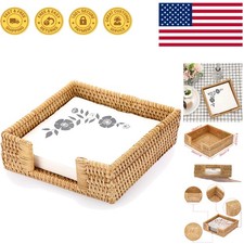 Chic Rattan Napkin Holder  Storage Tray - Ideal for Kitchen  Dining Table