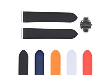 23-24.5MM RUBBER STRAP WATCH BAND FOR CARTIER SANTOS 100 XL  BLACK CLASP SCREW