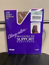Sears Cling-Alon Vintage Pantyhose Nylons - Sandstone Size C