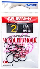 Owner Mosquito Hook Size 2 Super Needle Point Black 9pk Drop Shot Wacky Worming