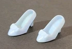 Vintage Barbie Doll Low Heel Shoe White Bow Closed Pointed Toe Doll Accessory