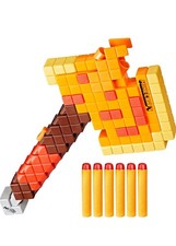 N e r f Minecraft Firebrand, Dart Blasting Axe, 6 Nerf Elite Foam Darts, Design