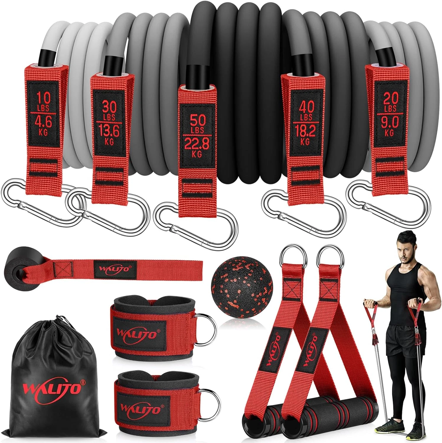 Resistance Bands Set w/ Handles Door Anchor Ankle Straps Home Gym Workout