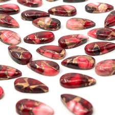 RED ROSE BUFFALO COPPER TURQUOISE CABOCHON LONG PEAR SHAPE LOOSE GEMSTONE