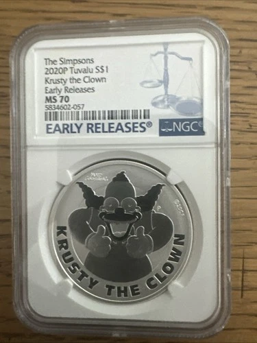 Tuvalu 2020P Krusty the Clown 1 oz. .9999 Silver $1 - NGC MS 70 FR