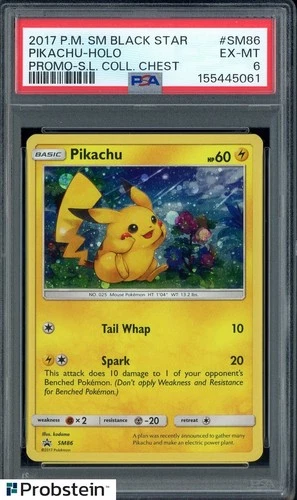 2017 Pokemon SM Black Star Promo Collector Chest #SM86 Pikachu Holo PSA 6