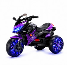 Kids Motorcycle Ride-On Motorcycle 3-Wheels Battery Powered Motorbike 12V Purple