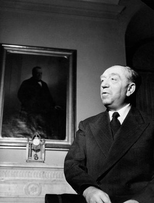 Italian politician Ezio Vanoni study Behind him a Camillo Benso Co- Old Photo