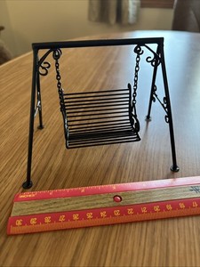 Art Metal Wire Handmade Dollhouse Miniature Decorative Bench Swing