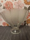 Vintage LE Smith Thousand Eye Fan Vase 1940’s Excellent Condition Ruffled Clear