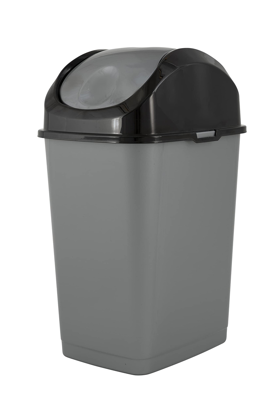 Trash Can with Swing Top Lid 9 Gallon, Grey and Black Slim Waste Bin Durable ...-image