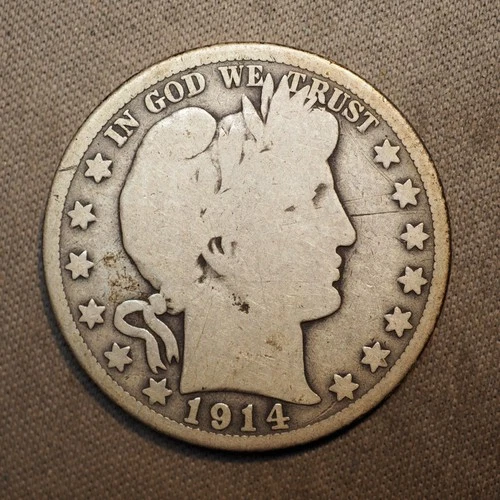 1914 **S** BARBER SILVER HALF DOLLAR ***NICE COIN!***  FREE SHIPPING! C1975