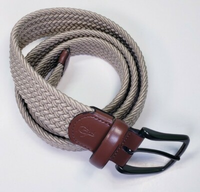 Penguin Men Braided Belt Genuine Brown Leather L 38/40 Elastic