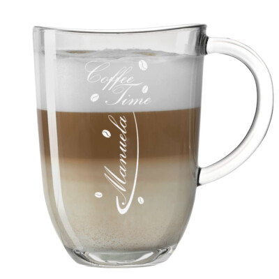 Leonardo Kaffee Latte Macchiato Becher Loop mit Gratis Wunschgravur Kaffeebecher