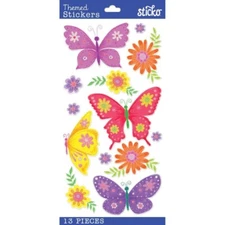 Crafts Stickers Sticko Paper Butterflies Flowers Wings Bright Purple Yellow
