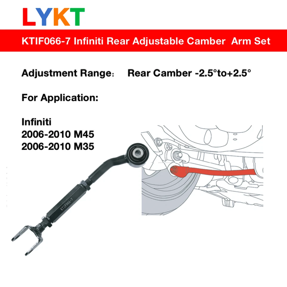 LYKT 2pcs Control Arms Adjustable Rear Camber Kit for Infiniti M45、M35 06-10 Foto 2 de 4