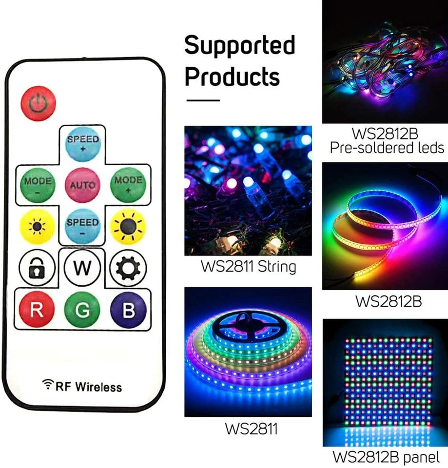 DC5-24V 21 Key RF Remote Controller WS2811 WS2812B LED Dream Color Strip Light - Image 2 of 4