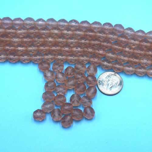 Faceted Matte Finish Pink Czech Glass Oval Beads (7x8mm) (PCG34) - Picture 6 of 6