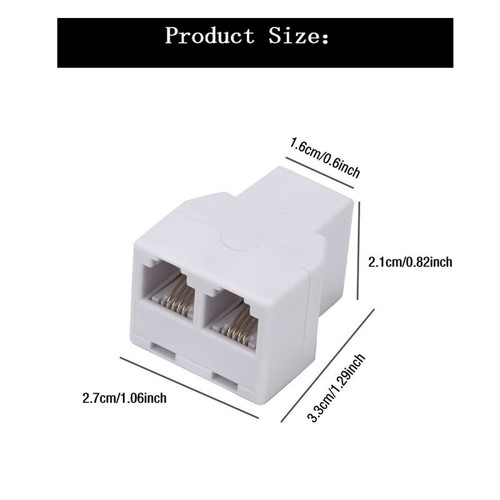 Plastic 2 Way Adapter US Phone Jack Splitter for Landline Phone - Zdjęcie 2 z 7