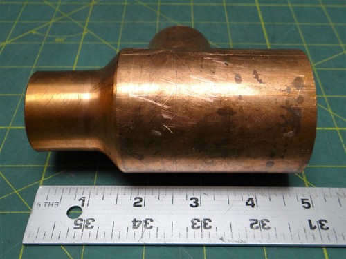 Mueller W40117 2in x 1-1/4in x 1-1/4 in Sweat Wrot Copper Reducing Tee C x C x C - Picture 3 of 6