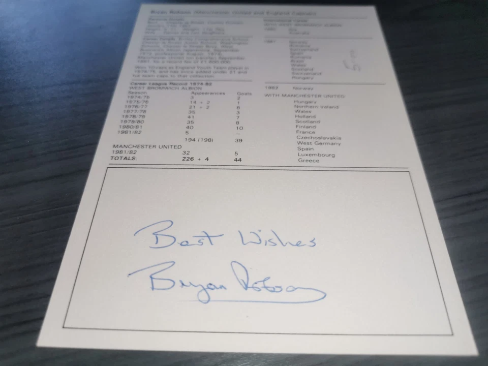 布莱恩·罗布森手工签名英格兰亲笔签名卡 — 第 2/2 张图片