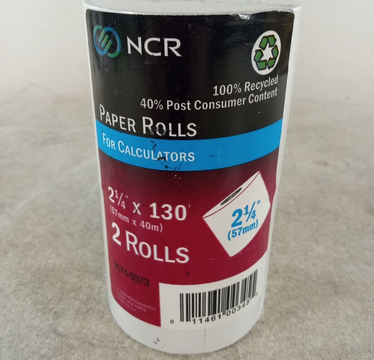 NCR 2-Pack Calculator Paper Rolls 2 1/4 x 130 Feet 57mm x 40m Thermal-image