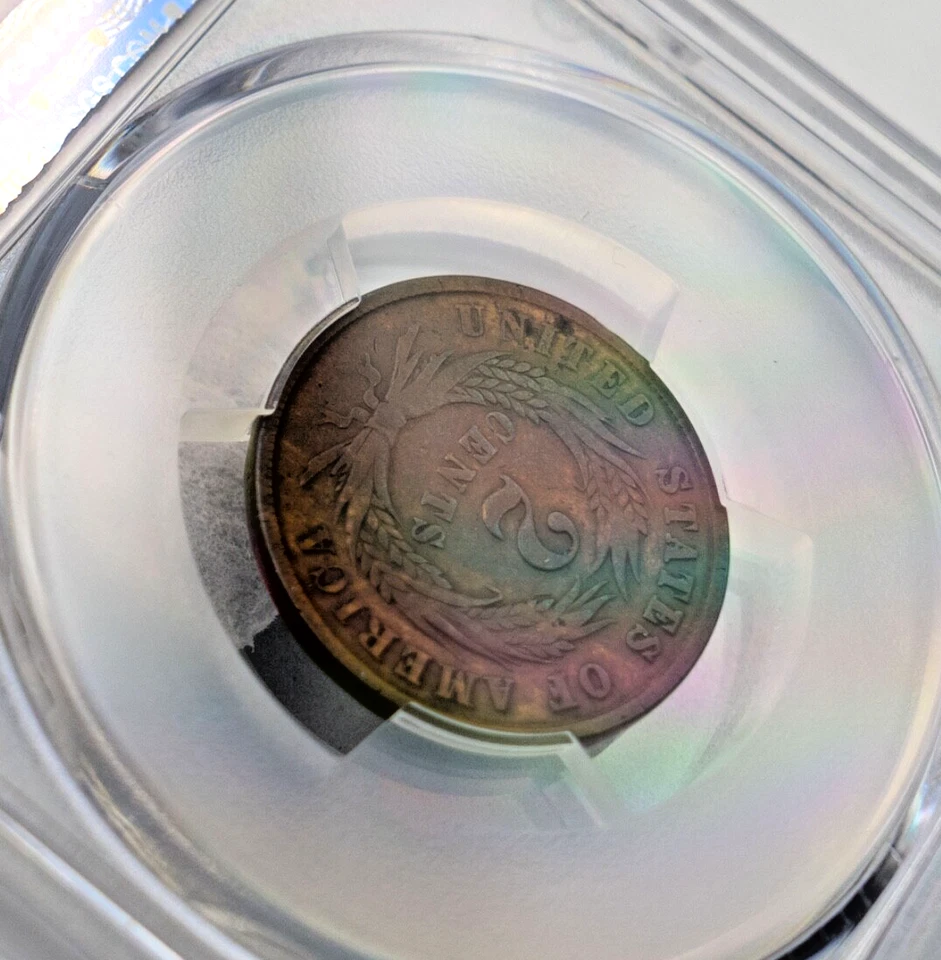 1864 Two-Cent Piece – PCGS Genuine (Env Damage, F Details) – Civil War Era - Image 4 of 4