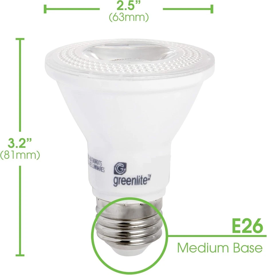 [2X] Greenlite 50W Equivalent LED 7W Dimmable Par20 Floodlight 2-Pack [G2] - Image 4 of 4