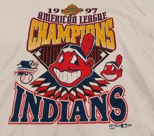 Vintage 1997 World Series Cleveland Indians MLB Baseball Size Large AL Champion