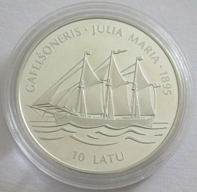 Lettland 10 Latu 1995 Schiffe Julia Maria Silber