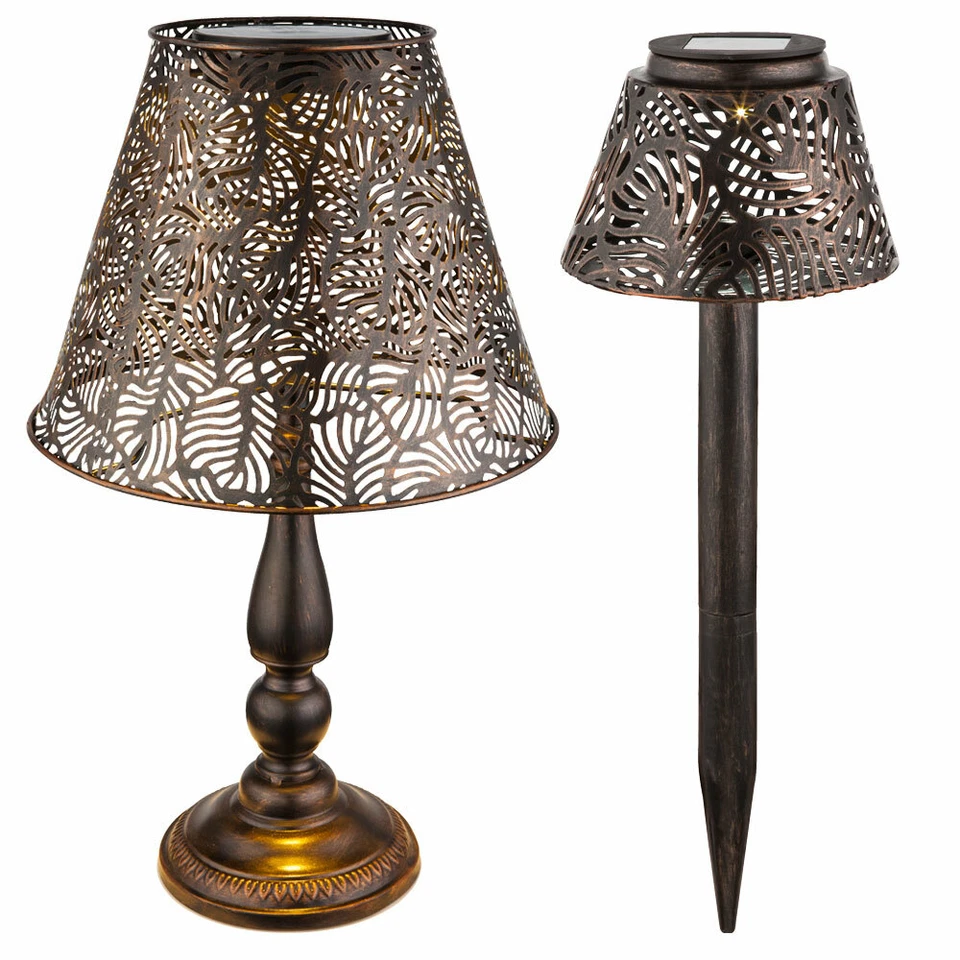 LED Außen Solar Lampen Garten Steh Leuchten Erdspieß Spot Beleuchtung kupfer - Bild 2 von 4