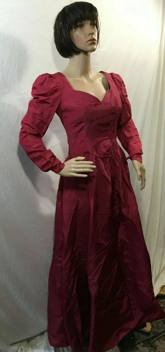 Unbranded Vintage 80s Red Satin Long Sleeve Prom Party Formal | eBay