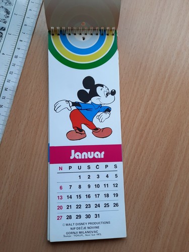 1974 WALT DISNEY CALENDAR MICKEY MINNIE MOUSE DONALD DUCK Jaq Gus YUGOSLAVIA - Picture 2 of 8