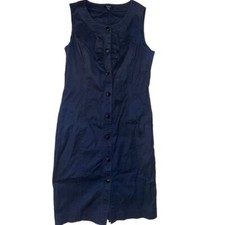 Talbots Black Sheath Dress Size 8 Ruffle Button Front Business Casual L