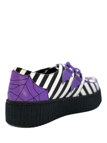 Strange Cvlt Cult YRU Krypt Deetz Striped Gothic Punk Creeper Platforms Shoes - Picture 4 of 6