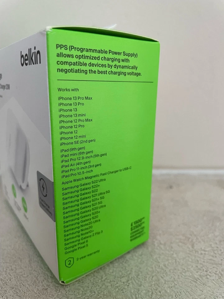 Cargador rápido de pared genuino Belkin BOOSTCHARGE 20W USB-C para Apple Samsung Google Foto 3 de 4