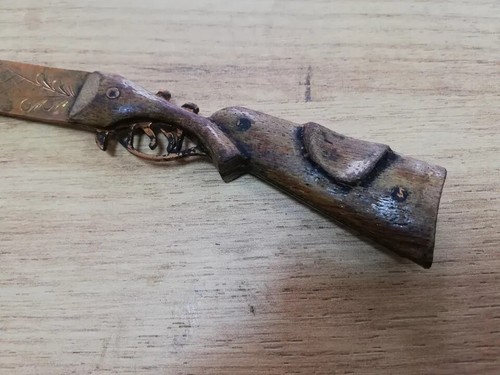 VTG OLD RARE WW1 WWI FRENCH TRENCH ART SHAPE RIFLE GUN LETTER OPENER PAPER KNIFE - Picture 6 of 8