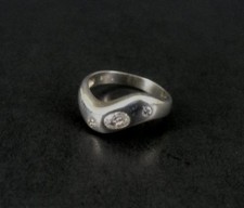 Band with Cubic Zirconia Stones Curved Sterling Silver 925 RING Size 6