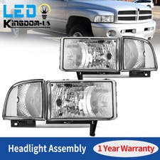 Chrome Headlights Assembly Clear Corner For 1994-2002 Dodge Ram 1500 2500 3500