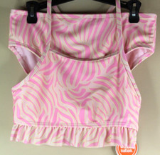 Wonder Nation Girls Ruffle Cross Back Bikini Swimsuit Strawberry Cream Large