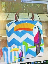 2 PC GIANT TROPICAL TOTE WITH BONUS ZIP  POUCH, 40% SALE ON NOW!mothers Day Gift