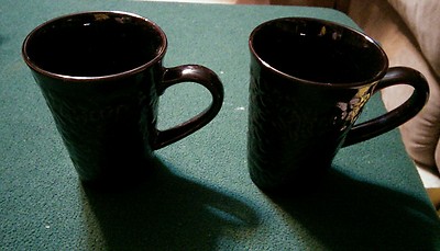 Kahlua - Coffee Cup Mugs with embossed Coffee Beans-Pernod Ricard - Set Of 2